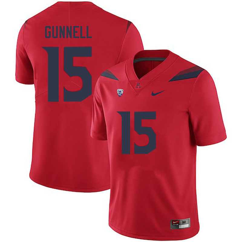 Men #15 William Gunnell Arizona Wildcats College Football Jerseys Sale-Red